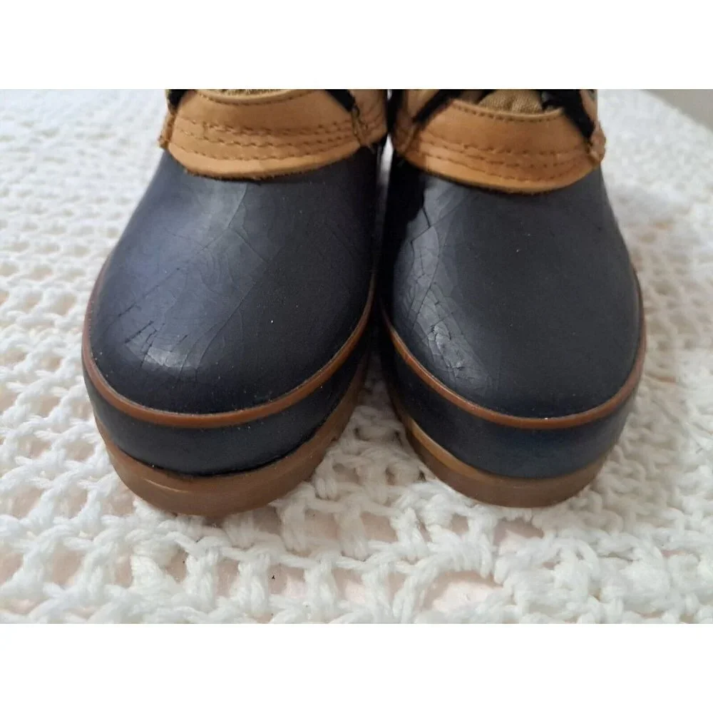 Vintage Bass Women's Size 6M Low Thermolite ONTARIO Duck Boots Navy Blue/Tan